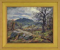 Thomas R. Curtin, Late Fall New England Lansdcape, Oil on canvasboard