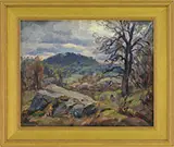 Thomas R. Curtin, Late Fall New England Lansdcape, Oil on canvasboard
