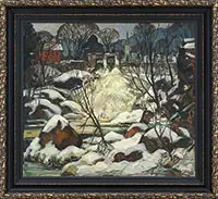 William Lester Stevens, Winter in Shelburne Falls, Oil on canvas