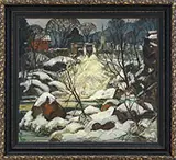 William Lester Stevens, Winter in Shelburne Falls, Oil on canvas
