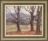 Autumn Landscape with Stand of Trees by Emile Albert Gruppe, Oil on board, sold Aug 2017