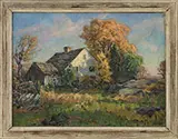 Frederick Lester Sexton, Colonial Home in Fall, Oil on canvas