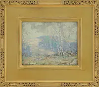 Ernest Albert Jr, Birches in Autumn, Oil on canvas board