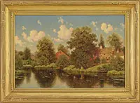 George W. Drew, An Old Oak, Pond Edge, Oil on canvas