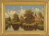 George W. Drew, An Old Oak, Pond Edge, Oil on canvas