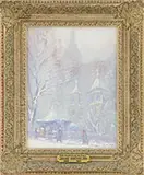 Little Church Around the Corner by Johann Berthelsen, Oil on canvas board, sold Aug 2017