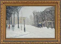Paul Cornoyer, Winter in New York, Oil on panel