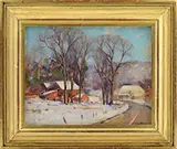 Allen Dean Cochran, Woodstock, New York Winter Scene, Oil on board