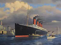 Stan Stokes, Lusitania at New York, 1907, Oil on canvas