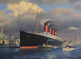 Stan Stokes, Lusitania at New York, 1907, Oil on canvas