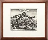 TWO WORKS: “PLANTING”, 1939 & “IN THE OZARKS” ALONG WITH AARON GUNN PYLE (American, 1903-1972) “OLD ORRIS’S SHACK”, 1936 by Thomas Hart Benton, 1) Lithograph, “Planting”, sold Aug 2017
