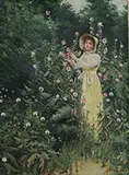 Francis Coates Jones, Woman Attending Her Roses, Oil on canvas