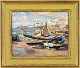 Albufeira, Portugal by Emile Albert Gruppe, Oil on canvas, sold Aug 2017