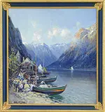 Arthur V Diehl, European Fishing Village, Oil on board