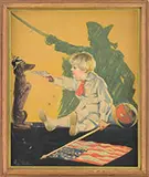 Paul C. Stahr, Preparatory Sketch for Life Magazine, July 4, 1918 “No Longer Friends” Or “War Games, Watercolor on paper mounted to board