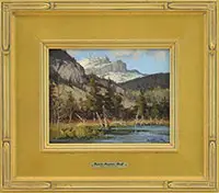 Cascade Mountain, Banff by Paul Strisik, Oil on Masonite, sold Aug 2017
