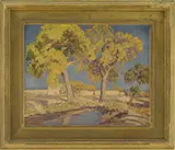 Sheldon Parsons, New Mexico Landscape with Adobe, Oil on board
