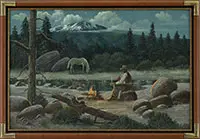 Charles Damrow, Evening Encampment, Oil on board