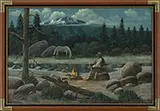 Charles Damrow, Evening Encampment, Oil on board