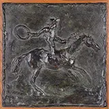 Harry Jackson, Cowboy Jack, Bronze plaque Mounted to a square wood frame