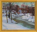 Carl W. Peters, Winter River View with Red House
