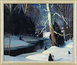 Stream in Winter Landscape by Emile Albert Gruppe, Oil on canvas, sold Aug 2017