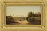 Aaron D. Shattuck, Panoramic Landscape with Cows by a River, Oil on canvas
