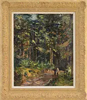 John Leslie Breck, Strolling Amongst the Tall Trees, Oil on canvas