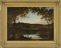 Joseph Morviller, Picnic on the Hudson, Oil on canvas