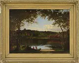 Joseph Morviller, Picnic on the Hudson, Oil on canvas