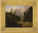 Alvan Fisher, Hunter with Deer Beside a Lake, Oil on canvas