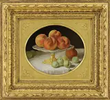 John F. Francis, Still-Life with Peaches and Green Plums, Oil on cradled panel
