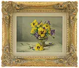 Paul Strisik, Yellow Pansies, Oil on canvas mounted to panel