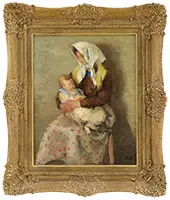 Maternal Cares by Marcel Dyf, Oil on canvas, sold Aug 2017