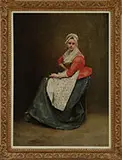 Gustave Jean Jacquet, Full Length Portrait of a Young Woman Wearing a Red Blouse, Oil on canvas
