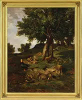 Shepherdess Resting Beneath a Tree by Charles Jacque, Oil on canvas, sold Aug 2017