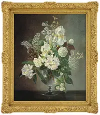 Cecil Kennedy, Still Life of White Flowers in a Glass Compote, Oil on canvas