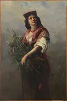 Camillo Innocenti, Portrait of a Neapolitan Woman Gathering Twigs, Oil on canvas