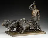 Friedrich Gornik, Gladiator with Three Lions on Leash, Bronze