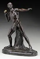 Gottlob Deihle, Shot Put, Bronze Mounted to an oval bevel edge marble base