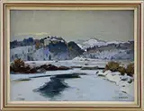 Mihovil Krušlin, Croatian Winter Landscape, Oil on canvas