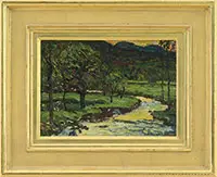 Meandering Stream by John Joseph Enneking, Oil on artist board, sold Aug 2017