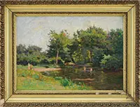 Jacob Wagner, Swimming Hole, Oil on canvas