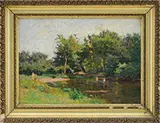 Jacob Wagner, Swimming Hole, Oil on canvas