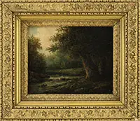 Thaddus Welch, Wooded Landscape with Stream, Oil on canvas