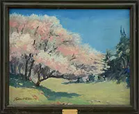 Lamont A. Warner, Apple Blossoms, Oil on canvas