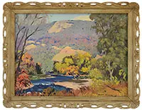 Robert Atwood, Fall Landscape with Stream, Oil on canvas
