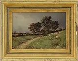 George Washington Nicholson, Pastoral Landscape with Storm Clouds, Oil on canvas