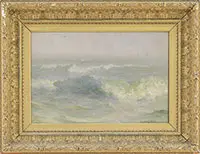 Walter Lofthouse Dean, Beach Side Waves, Oil on canvas