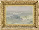 Walter Lofthouse Dean, Beach Side Waves, Oil on canvas